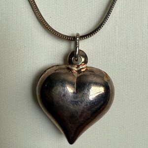 Sterling Silver Puffy Heart Pendant Necklace